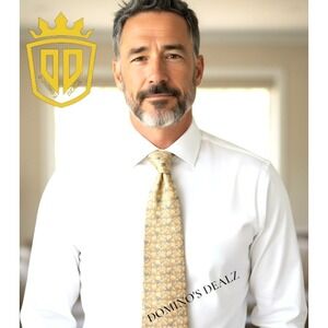 Old River Silk Tie Medieval Floral Pale Lemon Blue Made France 60.2" x 3.2"